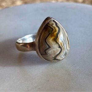 Laguna Lace Agate Sterling Silver Teardrop Ring